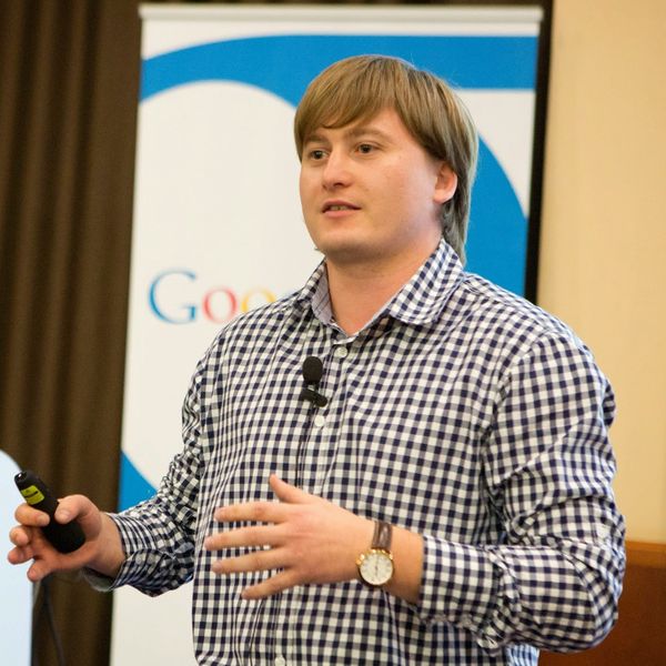 Paul Ryazanov on stage for Google