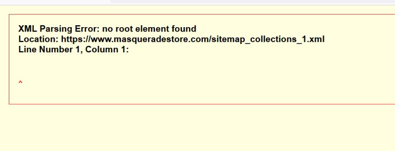 XML parsing error on a Shopify collections sitemap URL after the structure change