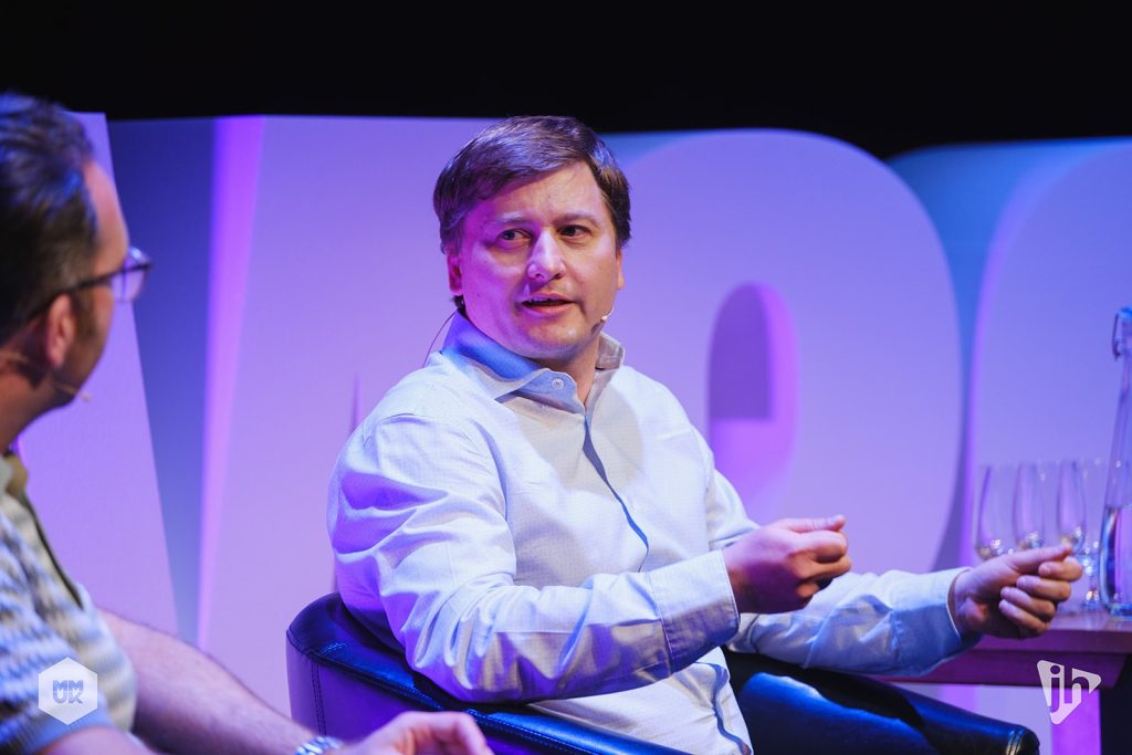 Paul Ryazanov speaking on The CRO Flywheel panel at MeetMagento UK 2026