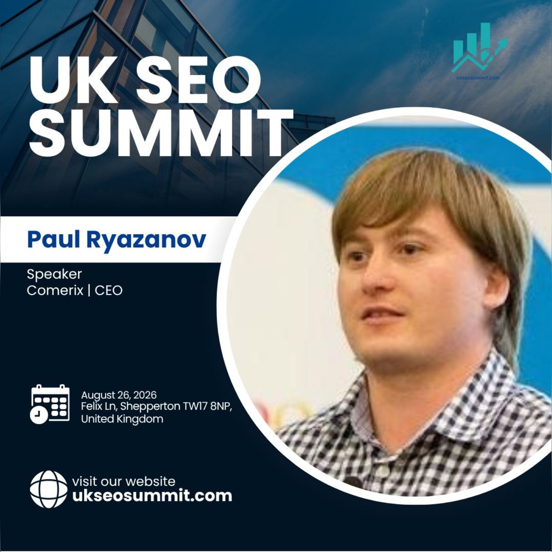 UK SEO Summit 2026 speaker card for Paul Ryazanov, 26 August 2026, Shepperton